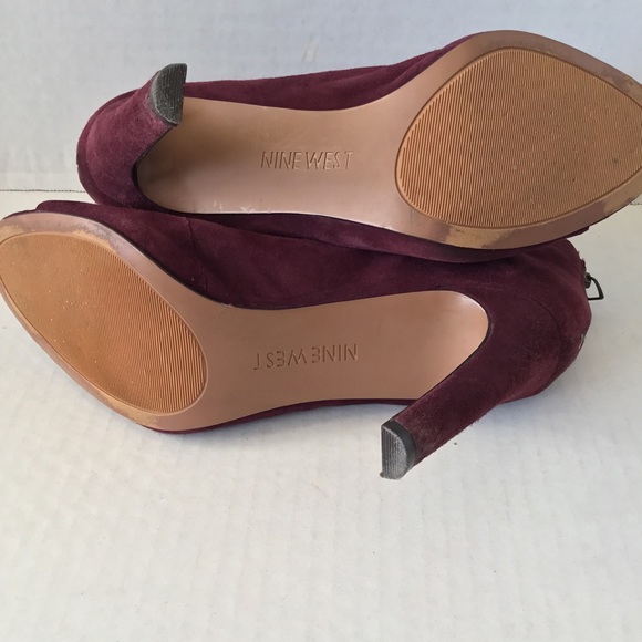 NINE WEST FRETABL BURGUNDY HEELS LACE UP ZIPPER SIZE 8.5 - Picture 8 of 15